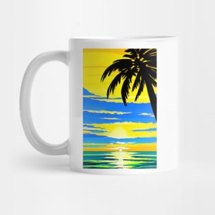 Summer Sunset Palm Tree Shadow Beach Ocean Mug